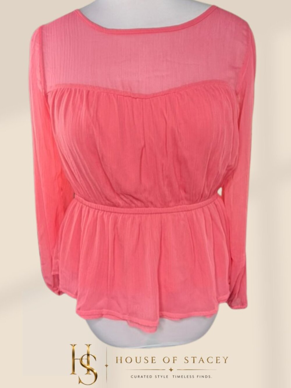 Venus Sheer Blouse Pink Chiffon Romantic Medium